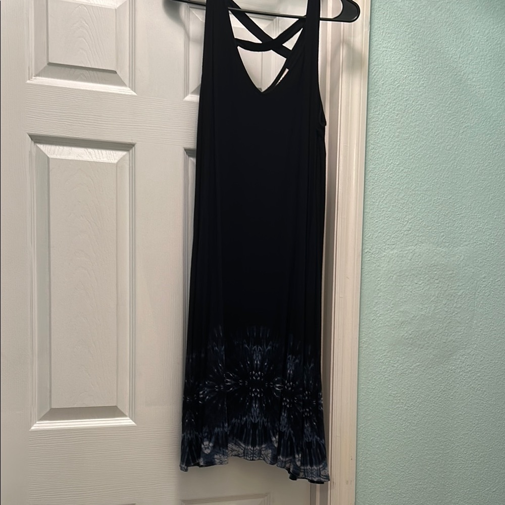 Elegant Black Tie-Dye Maxi Dress